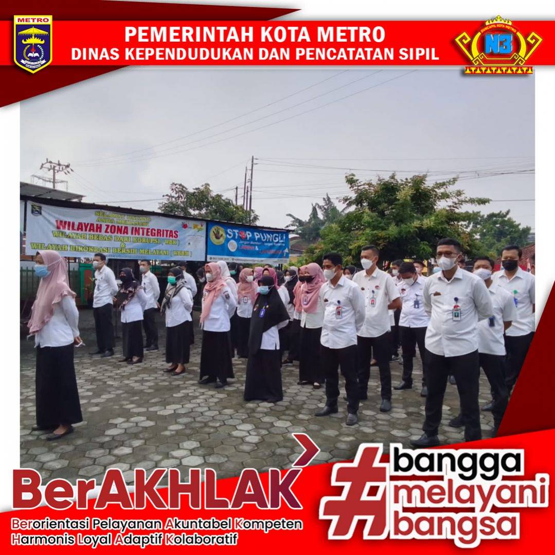 Pelaksanaan Apel Pagi Dinas Dukcapil Kota Metro