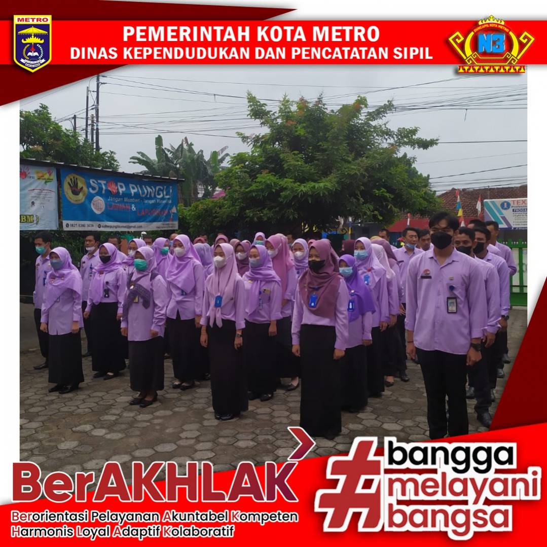 Pelaksanaan Apel Pagi Dinas Dukcapil Kota Metro