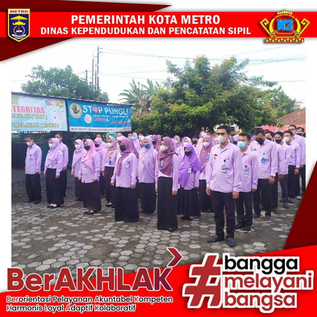 Pelaksanaan Apel Pagi Dinas Dukcapil Kota Metro
