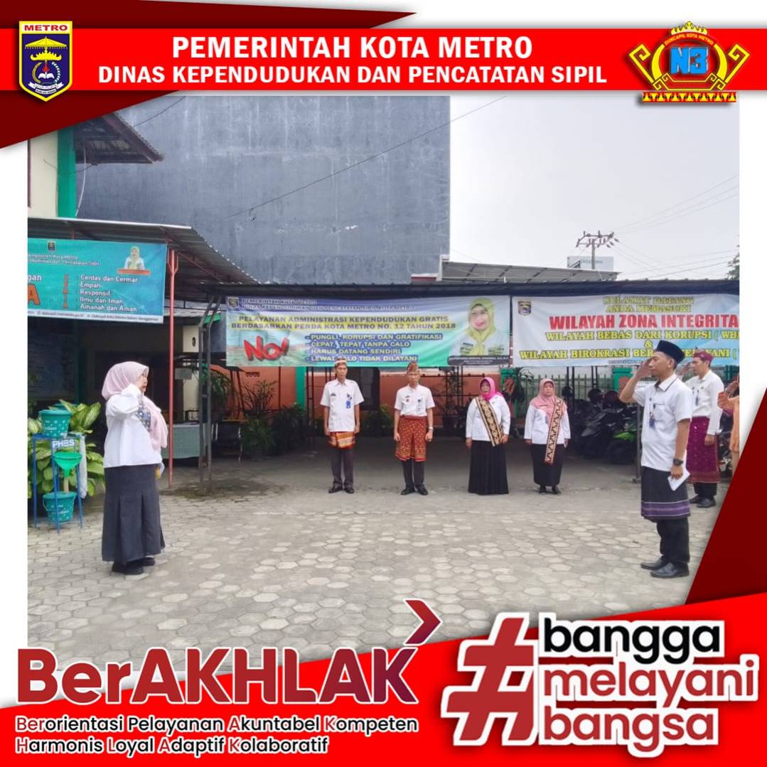 Pelaksanaan Apel Pagi Dinas Dukcapil Kota Metro