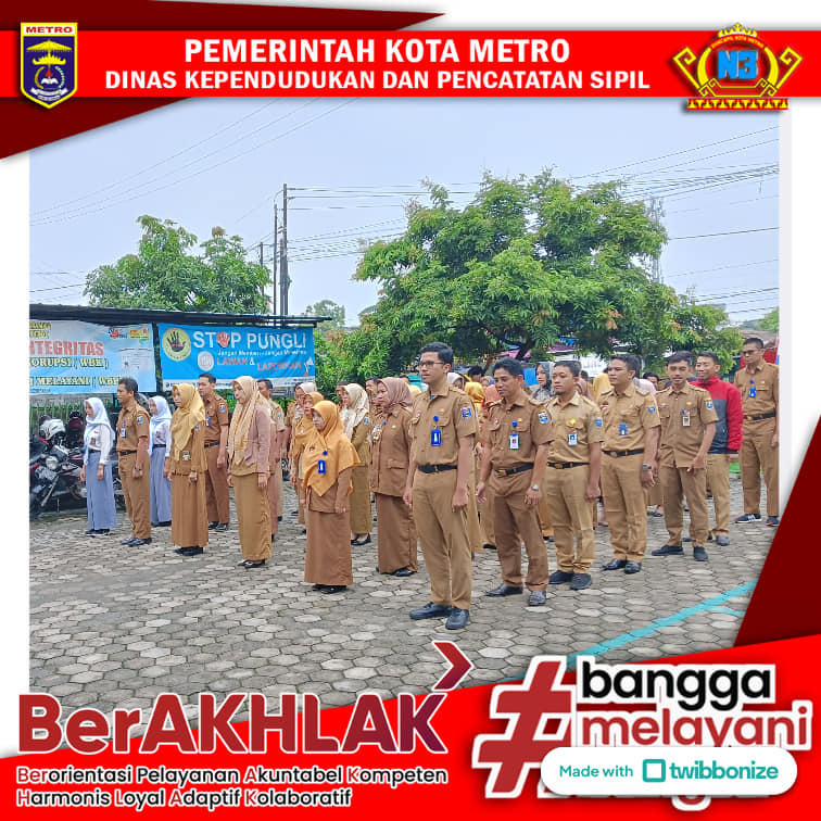 Pelaksanaan Apel pagi Dinas Dukcapil Kota Metro