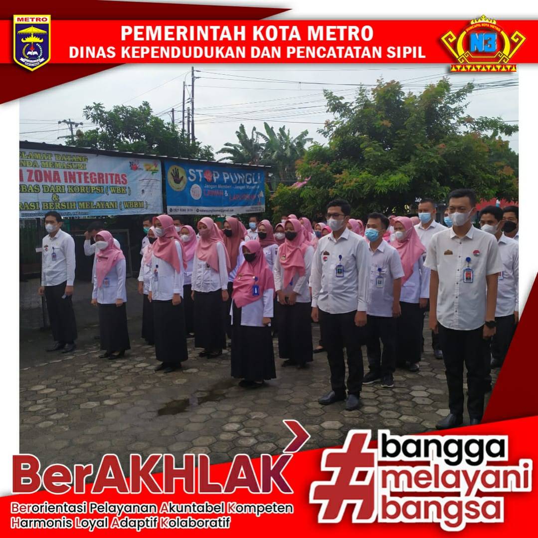 Pelaksanaan Apel Pagi Dinas Dukcapil Kota Metro