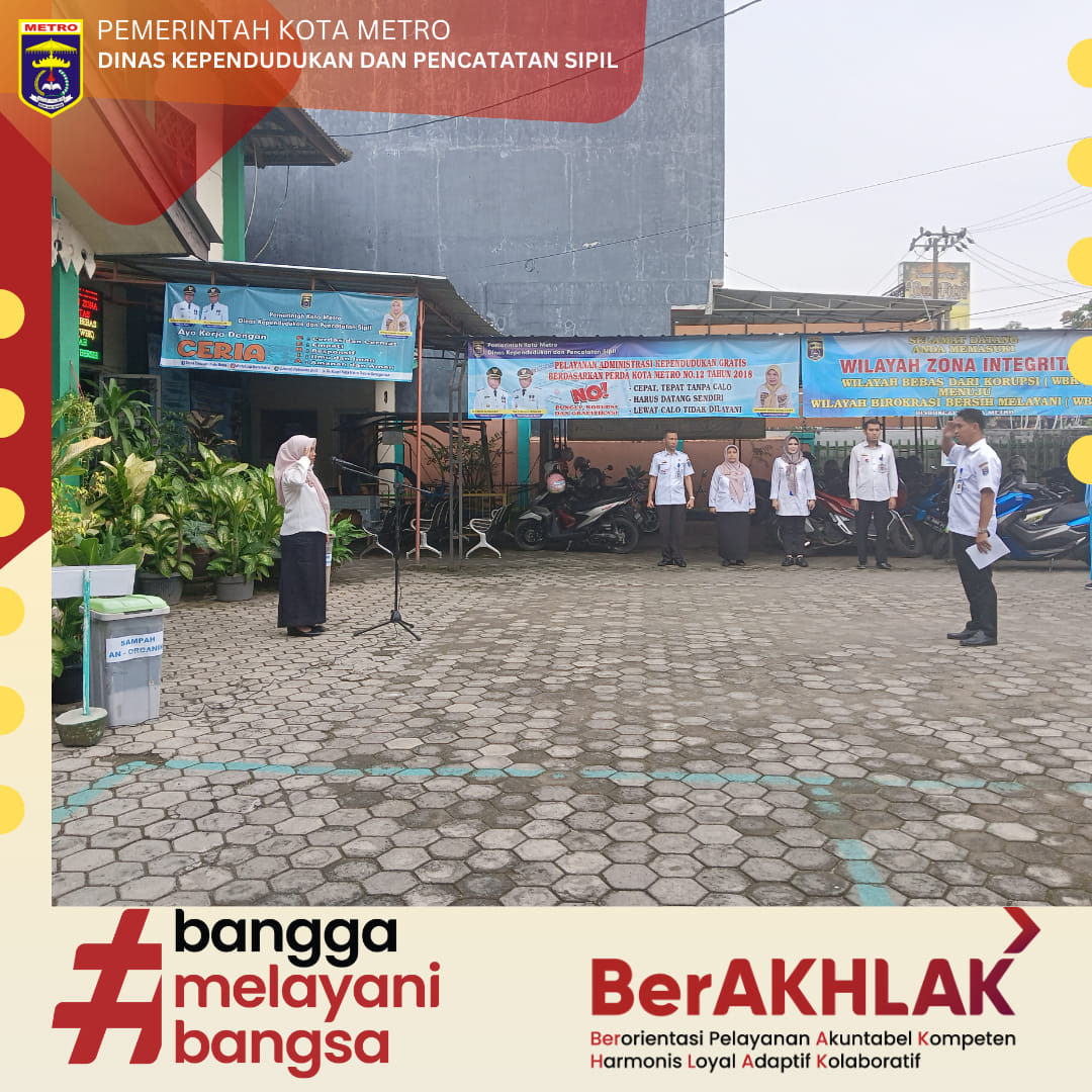 Pelaksanaan Apel Pagi Disdukcapil Kota Metro