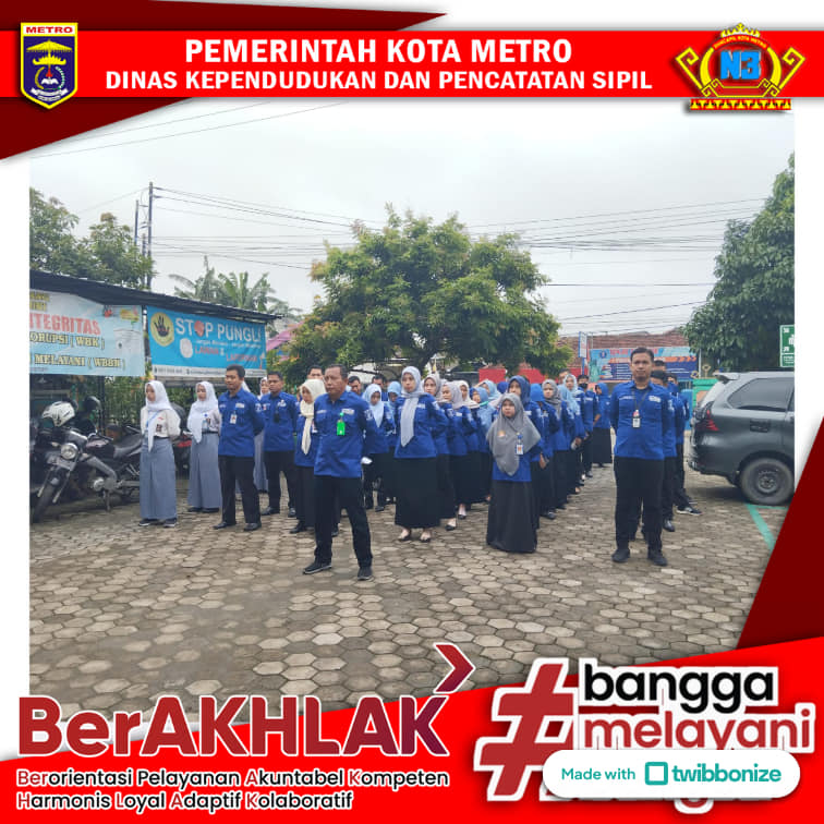 Pelaksanaan Apel pagi Dinas Dukcapil Kota Metro

