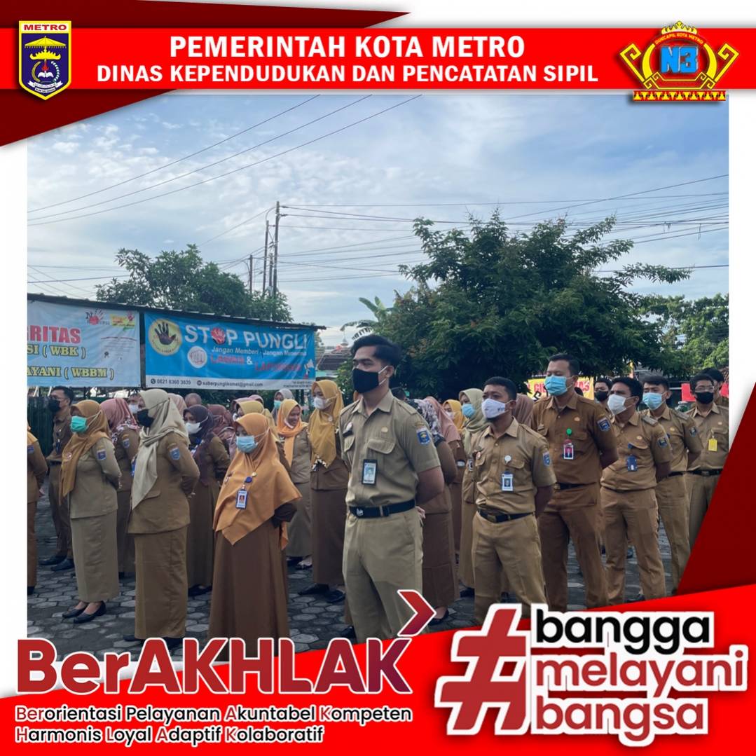 Pelaksanaan Apel Pagi Dinas Dukcapil Kota Metro