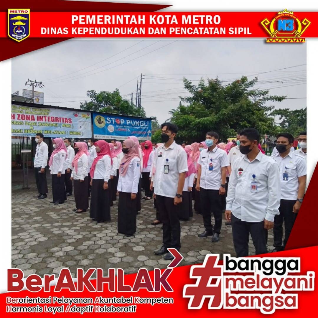 Pelaksanaan Apel Pagi Dinas Dukcapil Kota Metro