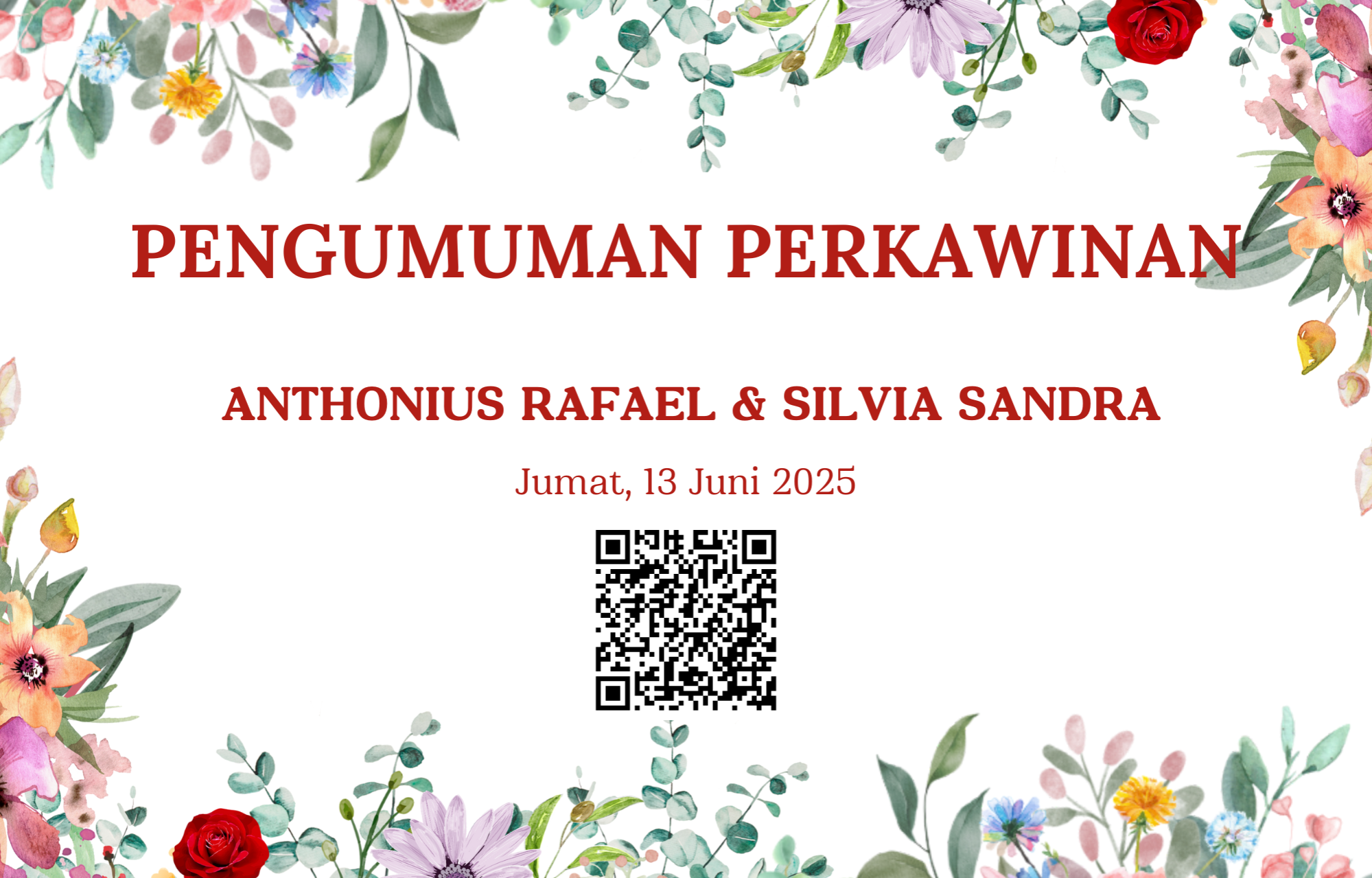 Pengumuman Pencatatan Perkawinan Anthonius Rafael dan Silvia Sandra