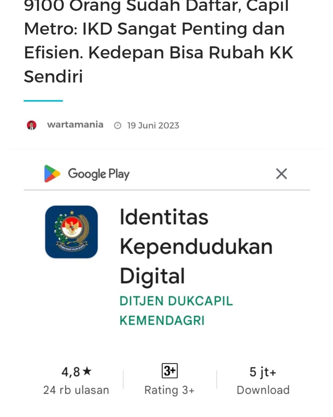 9100 Orang Sudah Daftar, Dukcapil Metro : IKD Sangat Penting dan Efisien