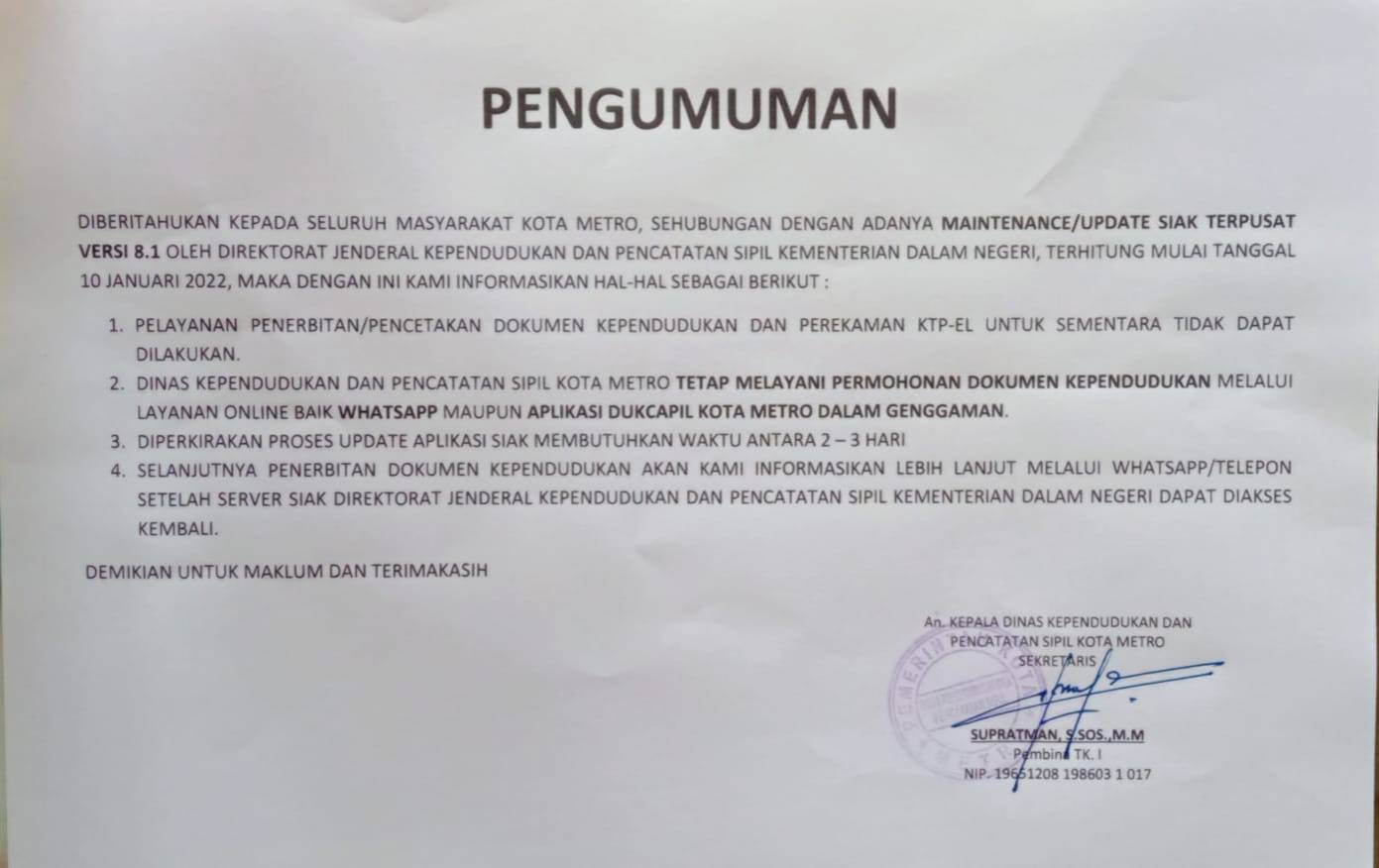 PENGUMUMAN