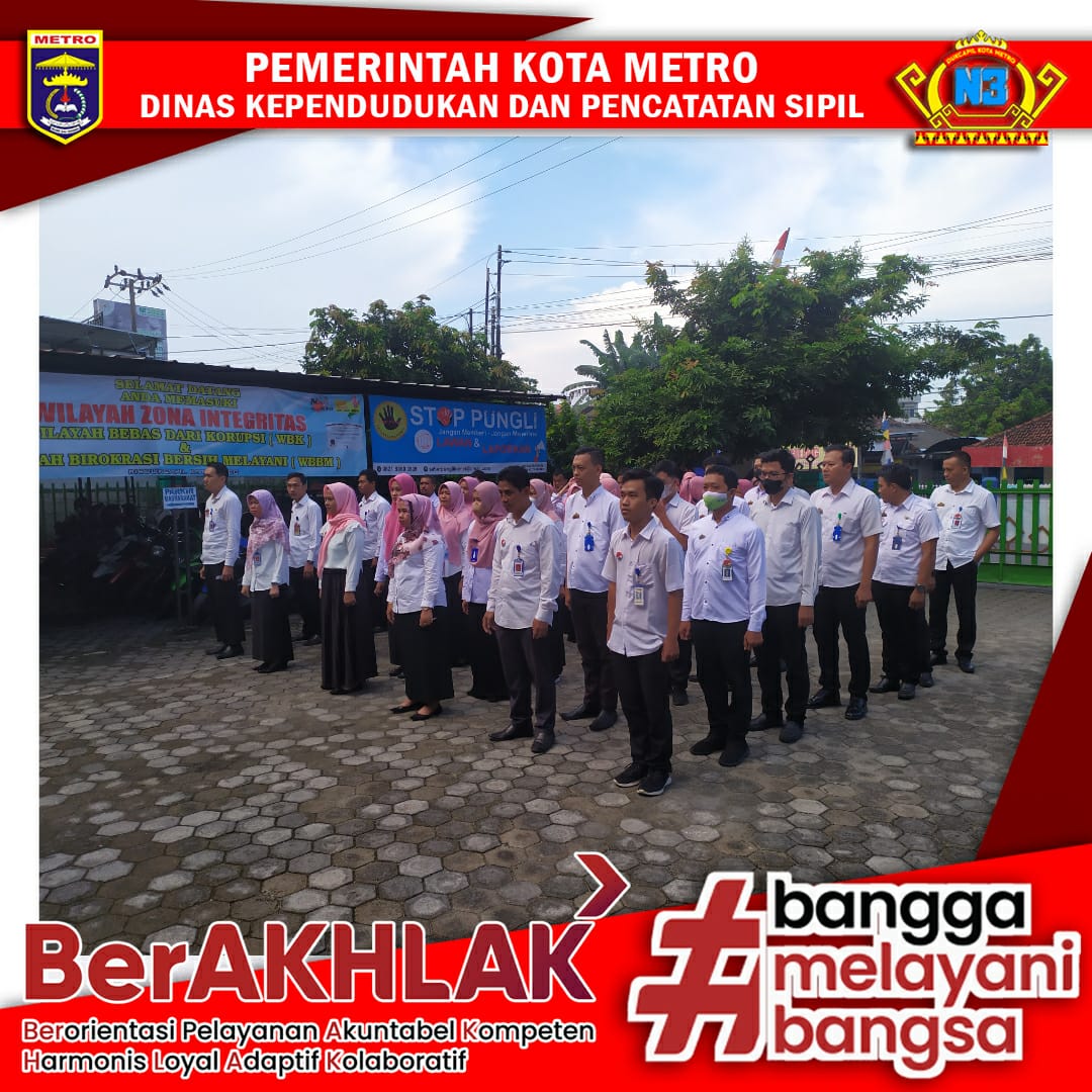 Pelaksanaan Apel Pagi Disdukcapil Kota Metro