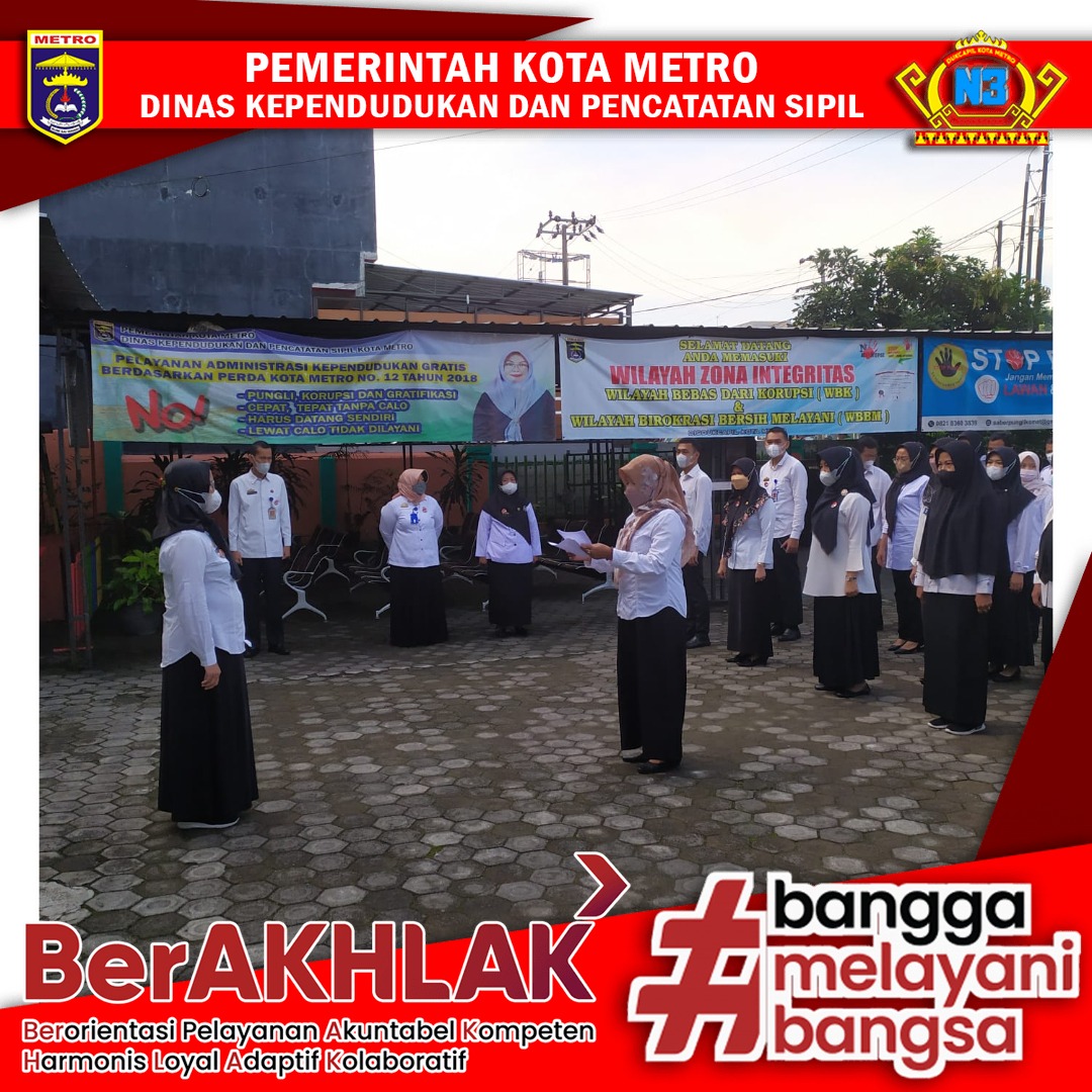 Pelaksanaan Apel Pagi Dinas Dukcapil Kota Metro