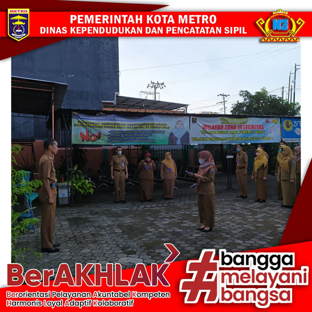 Pelaksanaan Apel Pagi Dinas Dukcapil Kota Metro