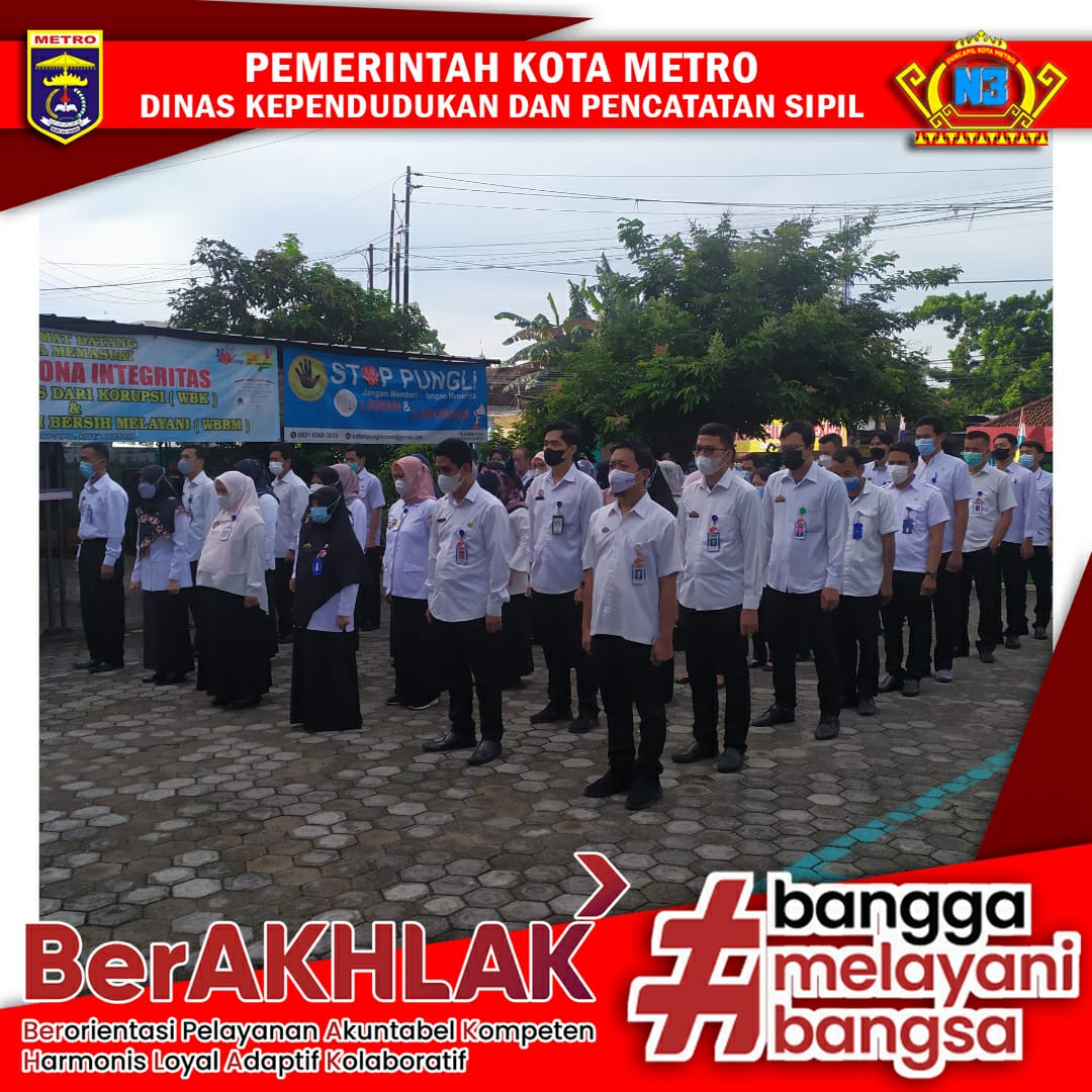 Pelaksanaan Apel Pagi Dinas Dukcapil Kota Metro