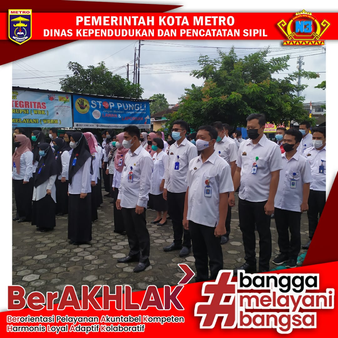 Pelaksanaan Apel Pagi Dinas Dukcapil Kota Metro
