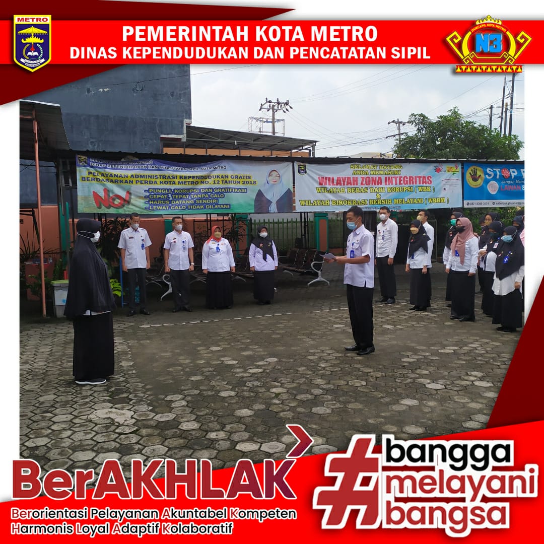 Pelaksanaan Apel Pagi Dinas Dukcapil Kota Metro