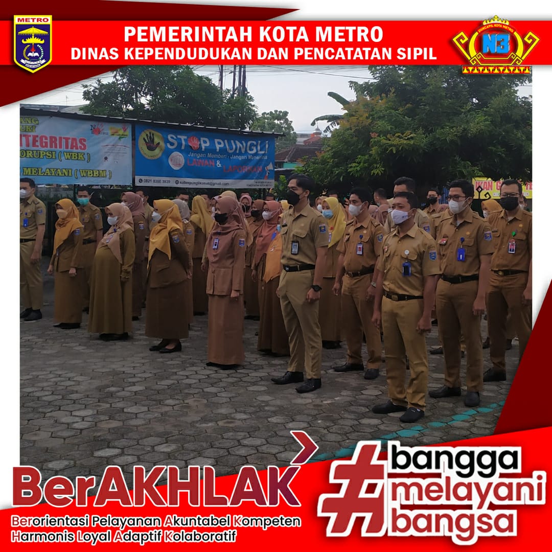 Pelaksanaan Apel Pagi Dinas Dukcapil Kota Metro