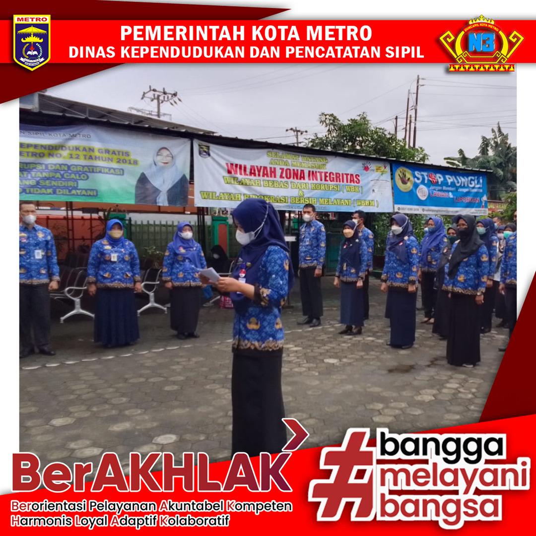 Pelaksanaan Apel Pagi Dinas Dukcapil Kota Metro
