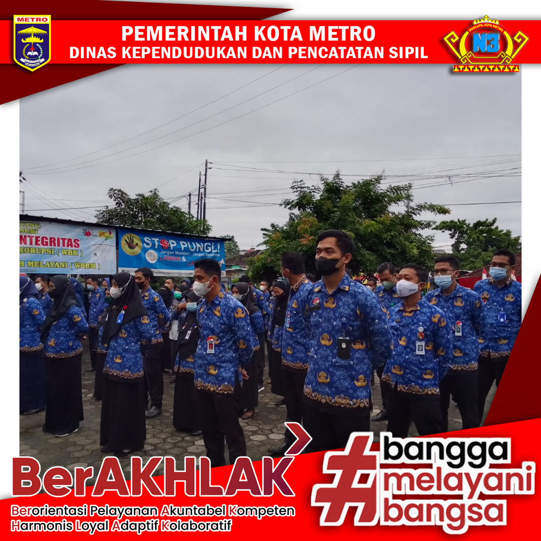 Pelaksanaan Apel Pagi Dinas Dukcapil Kota Metro