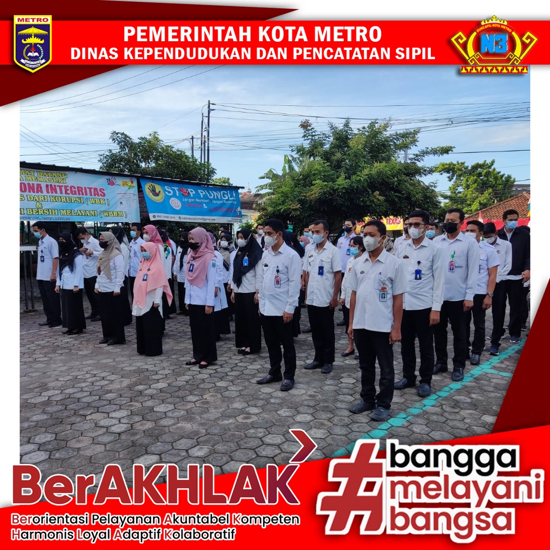 Pelaksanaan Apel Pagi Dinas Dukcapil Kota Metro