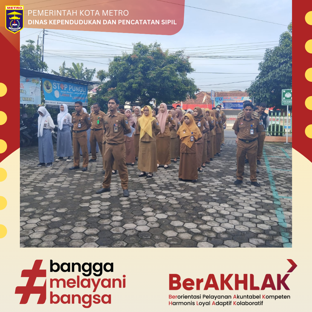 Pelaksanaan Apel Pagi Disdukcapil Kota Metro