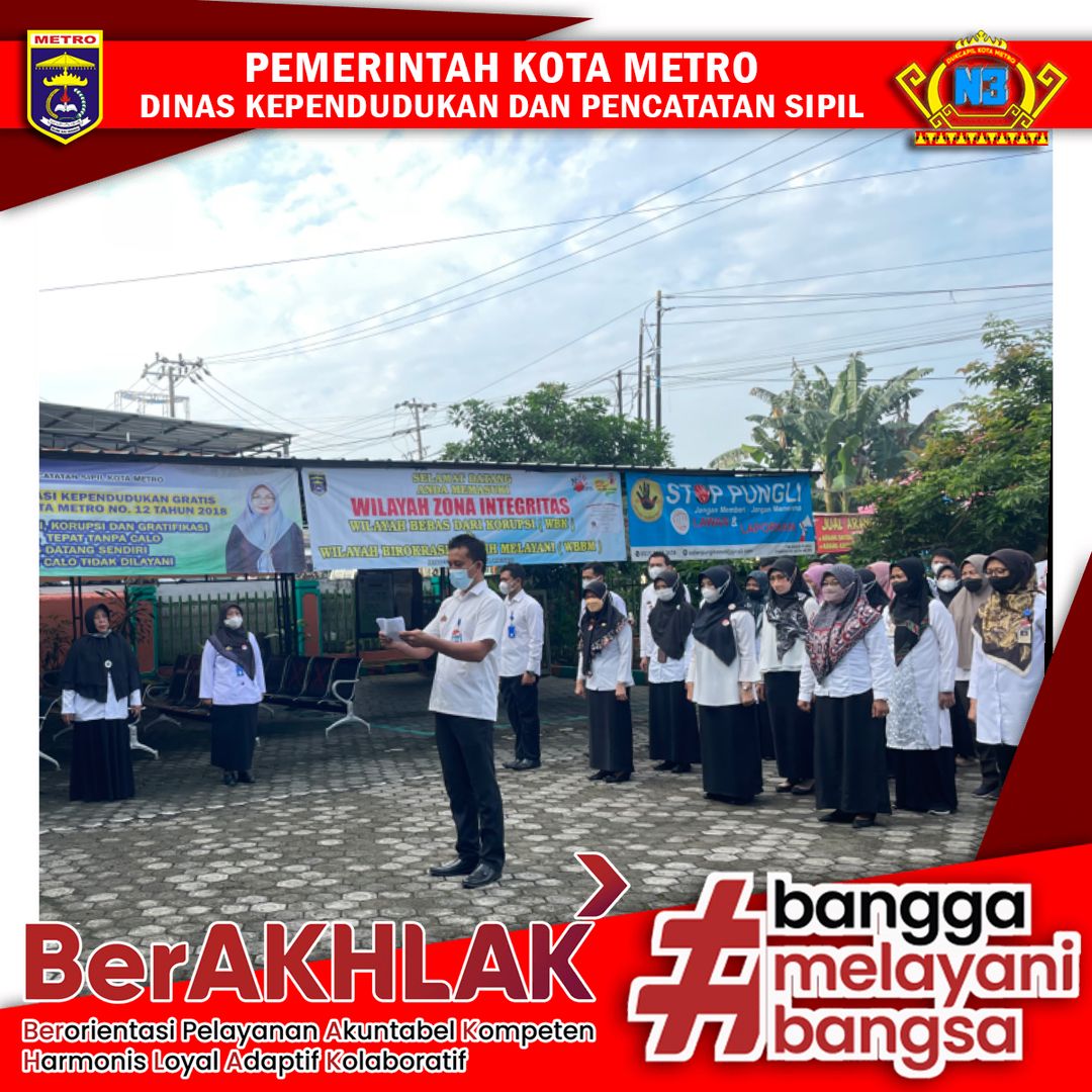 Pelaksanaan Apel Pagi Dinas Dukcapil Kota Metro