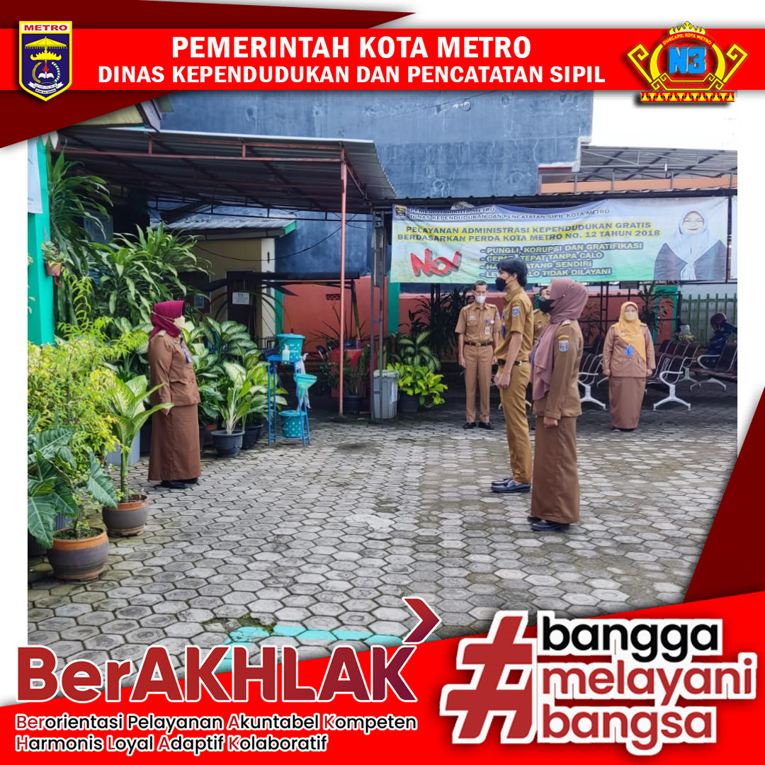 Pelaksanaan Apel Pagi Dinas Dukcapil Kota Metro