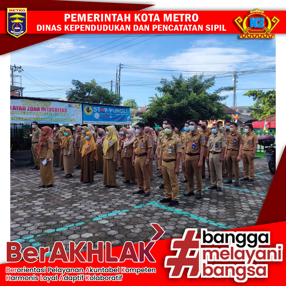 Pelaksanaan Apel Pagi Dinas Dukcapil Kota Metro
