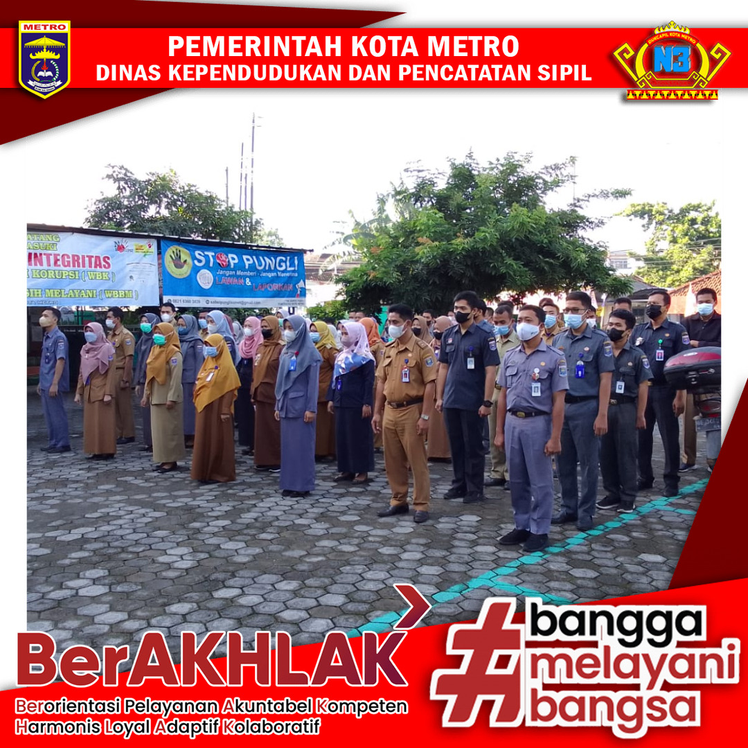 Pelaksanaan Apel Pagi Dinas Dukcapil Kota Metro