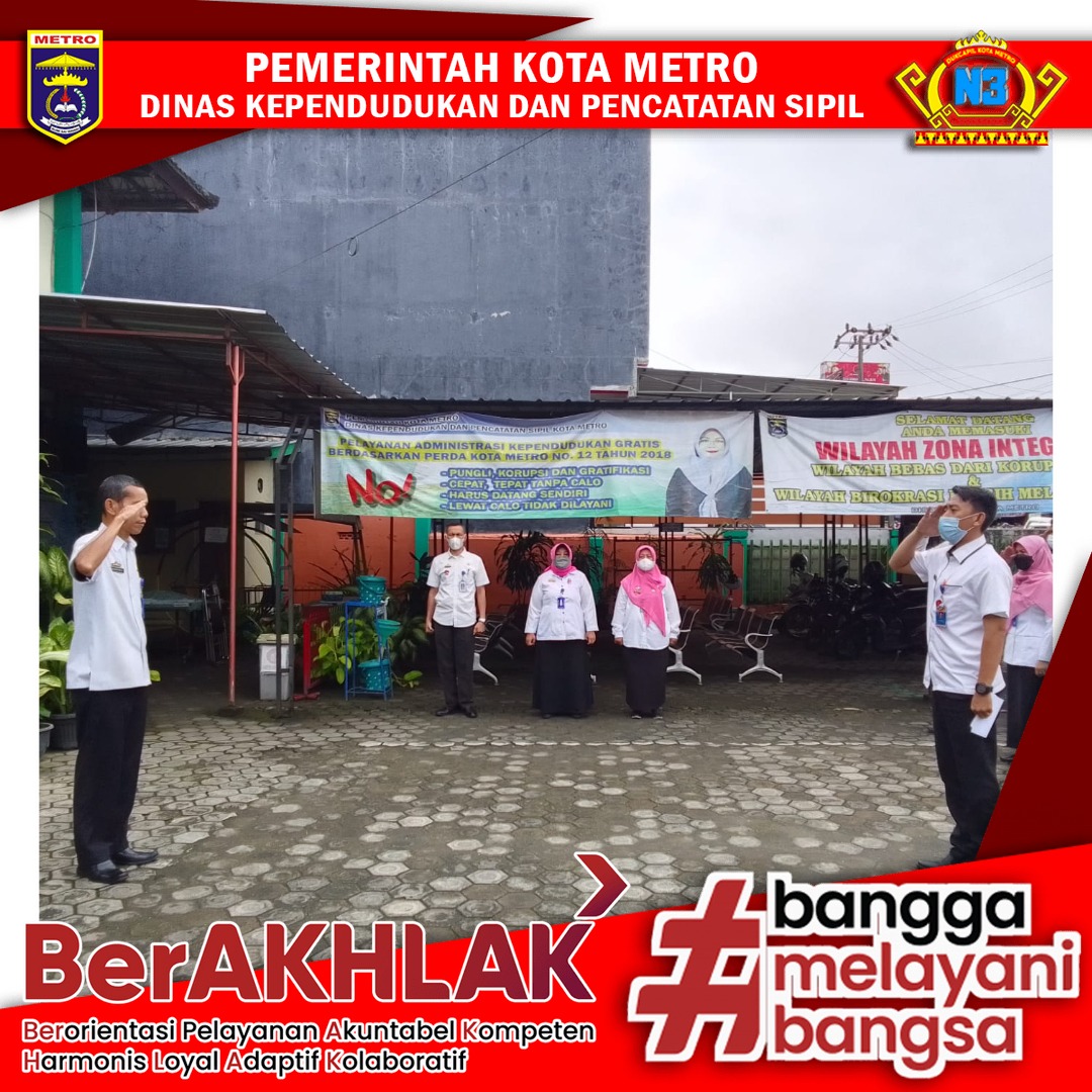Pelaksanaan Apel Pagi Dinas Dukcapil Kota Metro