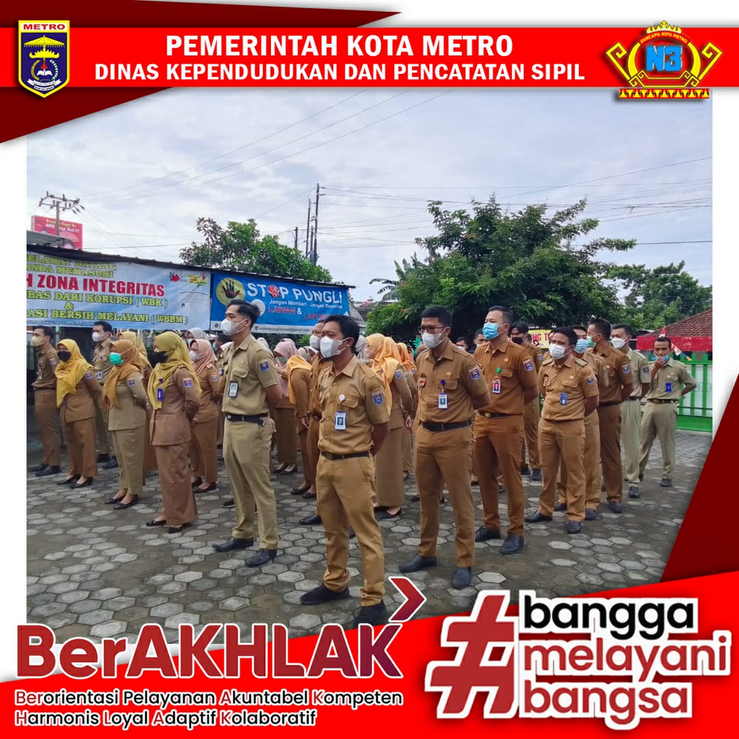 Pelaksanaan Apel Pagi Dinas Dukcapil Kota Metro