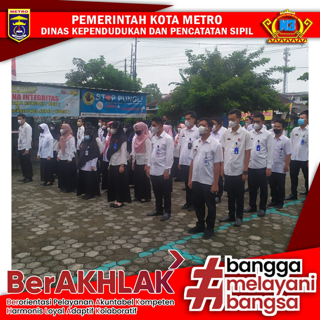 Pelaksanaan Apel Pagi Dinas Dukcapil Kota Metro