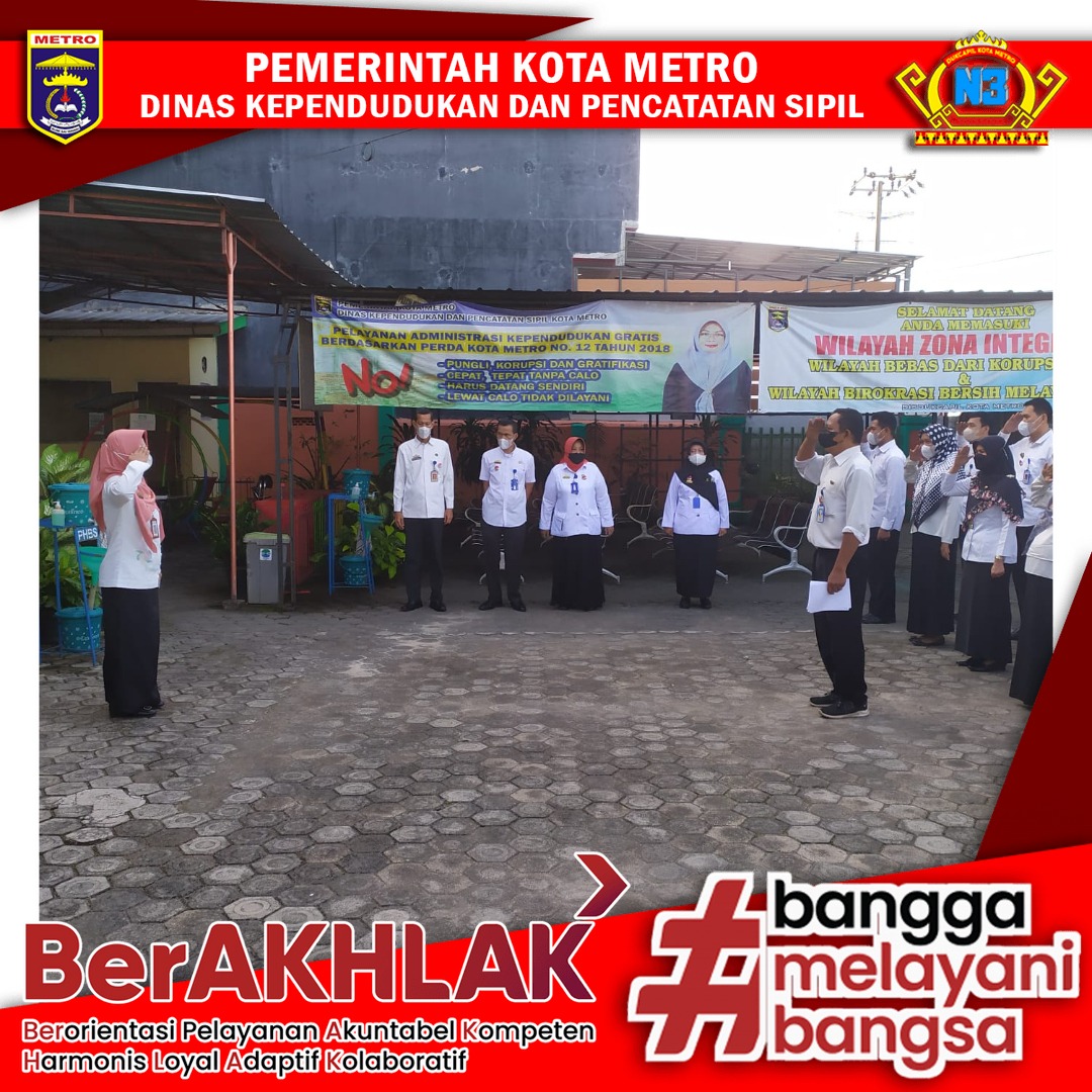 Pelaksanaan Apel Pagi Dinas Dukcapil Kota Metro