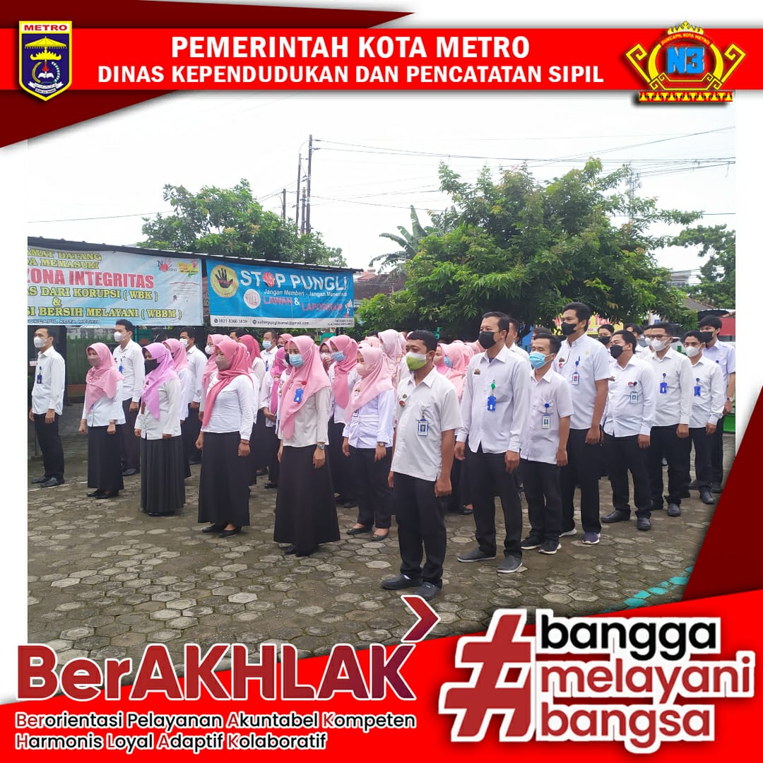 Pelaksanaan Apel Pagi Dinas Dukcapil Kota Metro