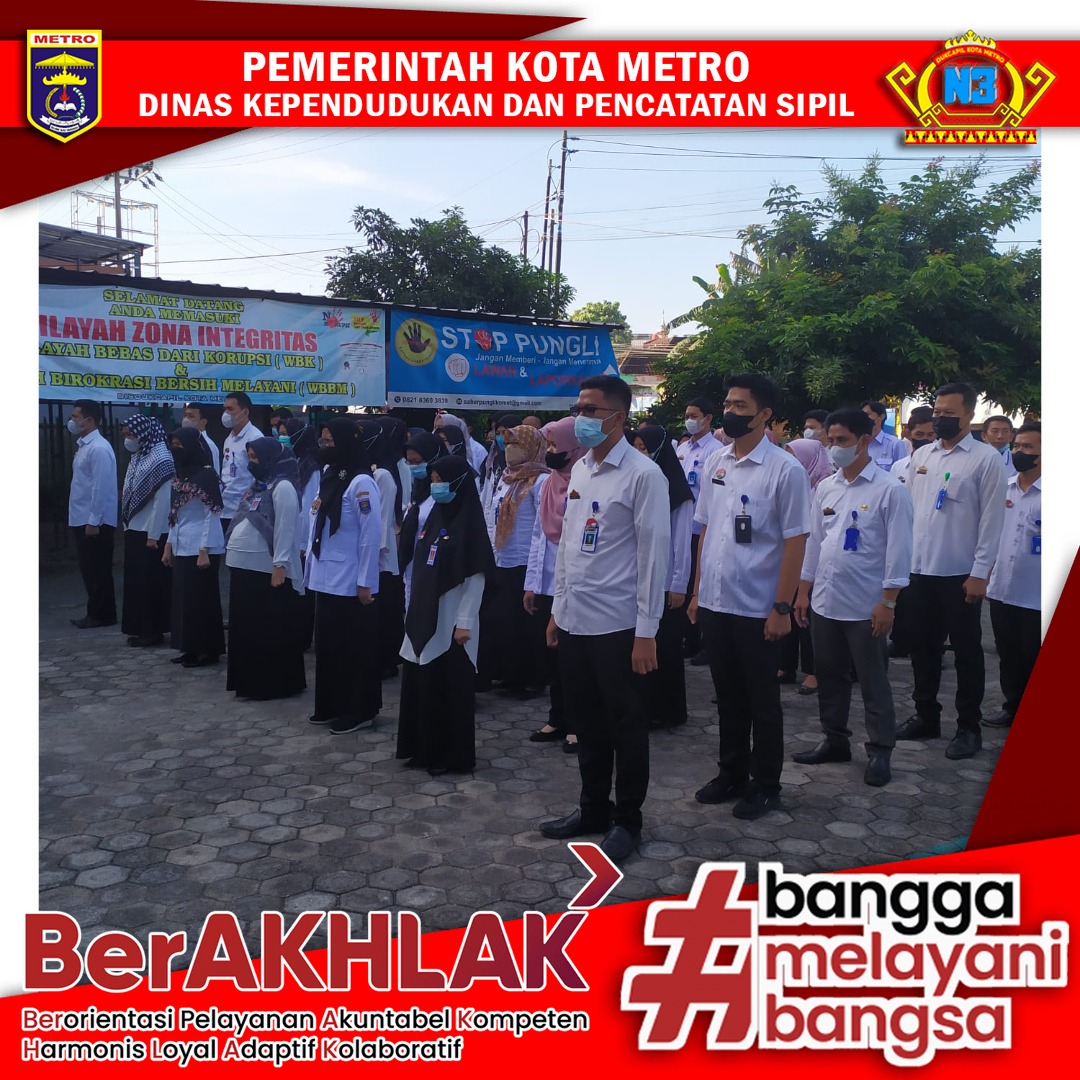 Pelaksanaan Apel Pagi Dinas Dukcapil Kota Metro
