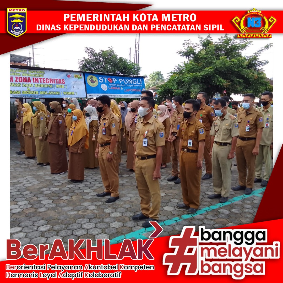 Pelaksanaan Apel Pagi Dinas Dukcapil Kota Metro