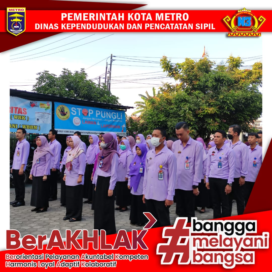 Pelaksanaan Apel Pagi Disdukcapil Kota Metro