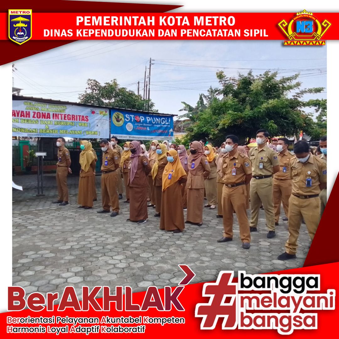 Pelaksanaan Apel Pagi Dinas Dukcapil Kota Metro