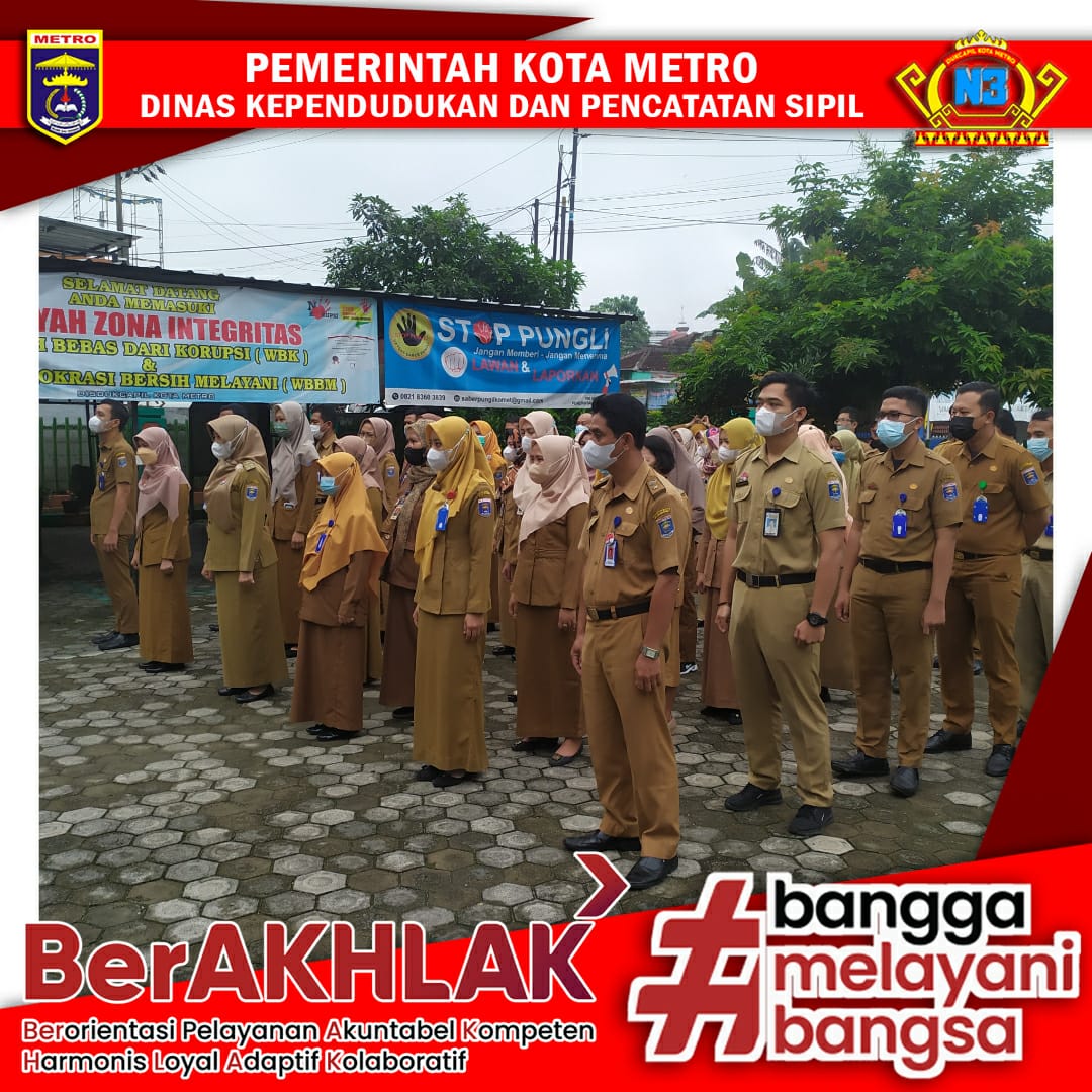 Pelaksanaan Apel Pagi Dinas Dukcapil Kota Metro