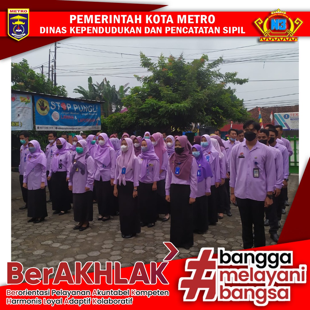 Pelaksanaan Apel Pagi Dinas Dukcapil Kota Metro