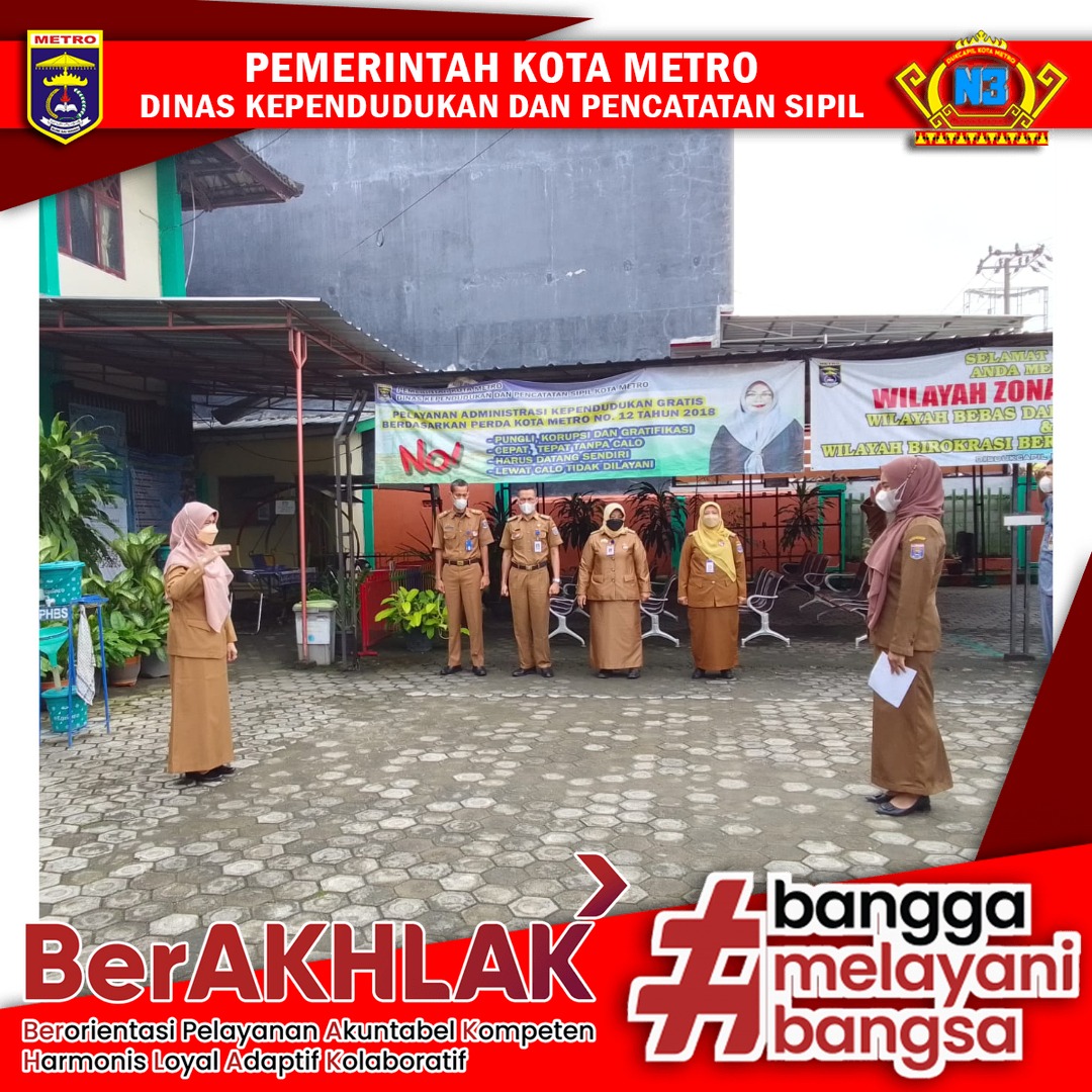 Pelaksanaan Apel Pagi Dinas Dukcapil Kota Metro