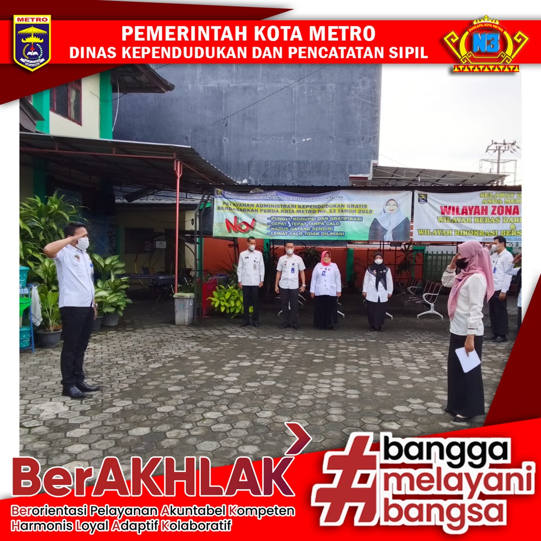 Pelaksanaan Apel Pagi Dinas Dukcapil Kota Metro
